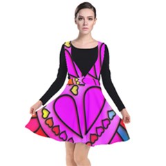 Stained Glass Love Heart Plunge Pinafore Dress