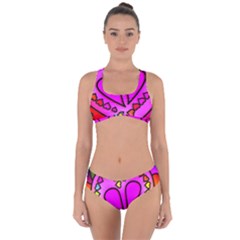 Stained Glass Love Heart Criss Cross Bikini Set