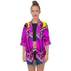 Stained Glass Love Heart Open Front Chiffon Kimono by Apen