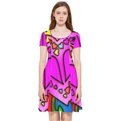 Stained Glass Love Heart Inside Out Cap Sleeve Dress by Apen