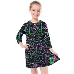 Math Linear Mathematics Education Circle Background Kids  Quarter Sleeve Shirt Dress by Apen