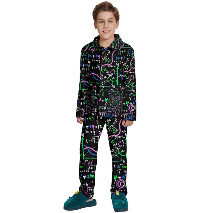 Math Linear Mathematics Education Circle Background Kids  Long Sleeve Velvet Pajamas Set