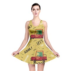 Childish Seamless Pattern With Dino Driver Reversible Skater Dress by Apen