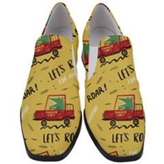 Childish Seamless Pattern With Dino Driver Women Slip On Heel Loafers by Apen