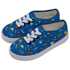 Space Rocket Solar System Pattern Kids  Classic Low Top Sneakers