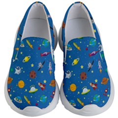 Space Rocket Solar System Pattern Kids Lightweight Slip Ons