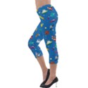 Space Rocket Solar System Pattern Lightweight Velour Capri Leggings  View3