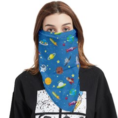 Space Rocket Solar System Pattern Face Covering Bandana (triangle)