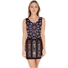 Chartres Cathedral Notre Dame De Paris Stained Glass Bodycon Dress by Maspions