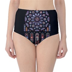 Chartres Cathedral Notre Dame De Paris Stained Glass Classic High-waist Bikini Bottoms