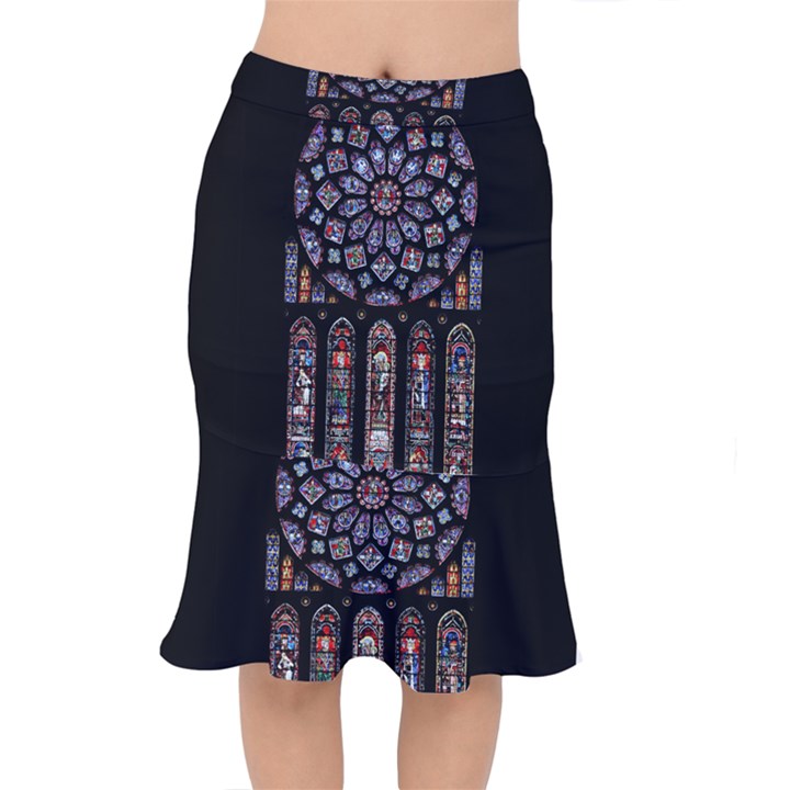 Chartres Cathedral Notre Dame De Paris Stained Glass Short Mermaid Skirt