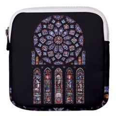 Chartres Cathedral Notre Dame De Paris Stained Glass Mini Square Pouch by Maspions