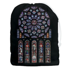 Chartres Cathedral Notre Dame De Paris Stained Glass Drawstring Pouch (3xl) by Maspions