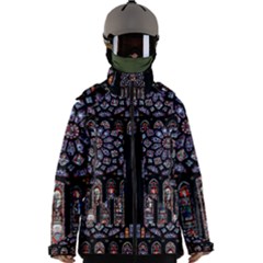 Chartres Cathedral Notre Dame De Paris Stained Glass Men s Zip Ski and Snowboard Waterproof Breathable Jacket