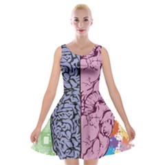 Brain Heart Balance Emotion Velvet Skater Dress