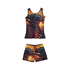 Dragon Fire Fantasy Art Kids  Boyleg Swimsuit