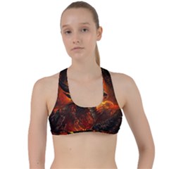 Dragon Fire Fantasy Art Criss Cross Racerback Sports Bra