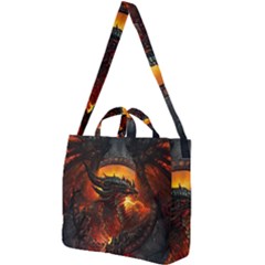 Dragon Fire Fantasy Art Square Shoulder Tote Bag