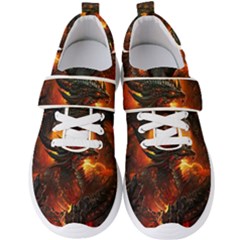 Dragon Fire Fantasy Art Men s Velcro Strap Shoes