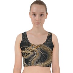 Fantasy Dragon Pentagram Velvet Racer Back Crop Top by Maspions