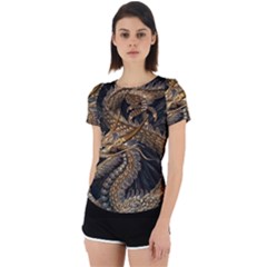 Fantasy Dragon Pentagram Back Cut Out Sport T-shirt by Maspions