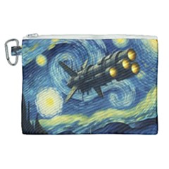 Spaceship Starry Night Van Gogh Painting Canvas Cosmetic Bag (xl)