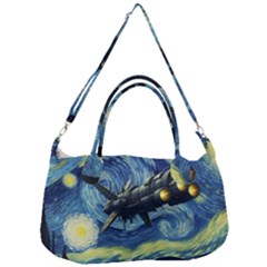 Spaceship Starry Night Van Gogh Painting Removable Strap Handbag