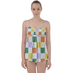 Board Pictures Chess Background Babydoll Tankini Set