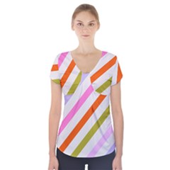 Lines Geometric Background Short Sleeve Front Detail Top