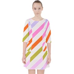 Lines Geometric Background Quarter Sleeve Pocket Dress