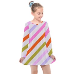 Lines Geometric Background Kids  Long Sleeve Dress