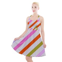 Lines Geometric Background Halter Party Swing Dress 