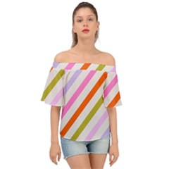 Lines Geometric Background Off Shoulder Short Sleeve Top