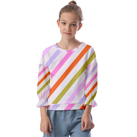 Lines Geometric Background Kids  Cuff Sleeve Top by Maspions