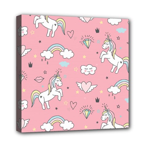 Cute Unicorn Seamless Pattern Mini Canvas 8  X 8  (stretched) by Apen