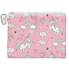 Cute Unicorn Seamless Pattern Canvas Cosmetic Bag (xxl)