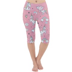 Cute Unicorn Seamless Pattern Lightweight Velour Cropped Yoga Leggings by Apen