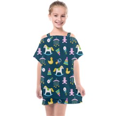 Cute Babies Toys Seamless Pattern Kids  One Piece Chiffon Dress by Apen