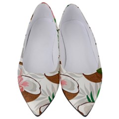 Seamless Pattern Coconut Piece Palm Leaves With Pink Hibiscus Women s Low Heels