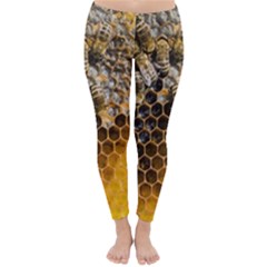 Honeycomb With Bees Classic Winter Leggings by Apen