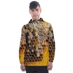 Honeycomb With Bees Men s Front Pocket Pullover Windbreaker