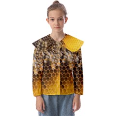 Honeycomb With Bees Kids  Peter Pan Collar Blouse by Apen