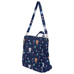 Cute Astronaut Cat With Star Galaxy Elements Seamless Pattern Crossbody Backpack by Apen