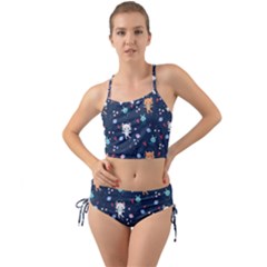 Cute Astronaut Cat With Star Galaxy Elements Seamless Pattern Mini Tank Bikini Set by Apen