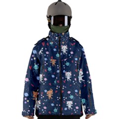 Cute Astronaut Cat With Star Galaxy Elements Seamless Pattern Men s Zip Ski And Snowboard Waterproof Breathable Jacket by Apen