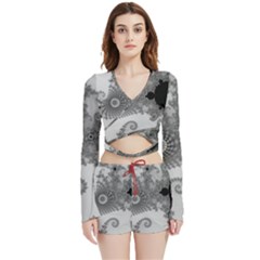 Apple Males Almond Bread Abstract Mathematics Velvet Wrap Crop Top And Shorts Set