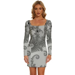 Apple Males Almond Bread Abstract Mathematics Long Sleeve Square Neck Bodycon Velvet Dress by Apen