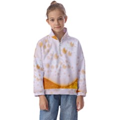 Beer Foam Texture Macro Liquid Bubble Kids  Half Zip Hoodie by Cemarart