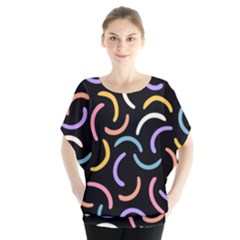 Abstract Pattern Wallpaper Batwing Chiffon Blouse