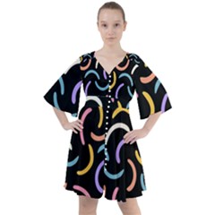 Abstract Pattern Wallpaper Boho Button Up Dress